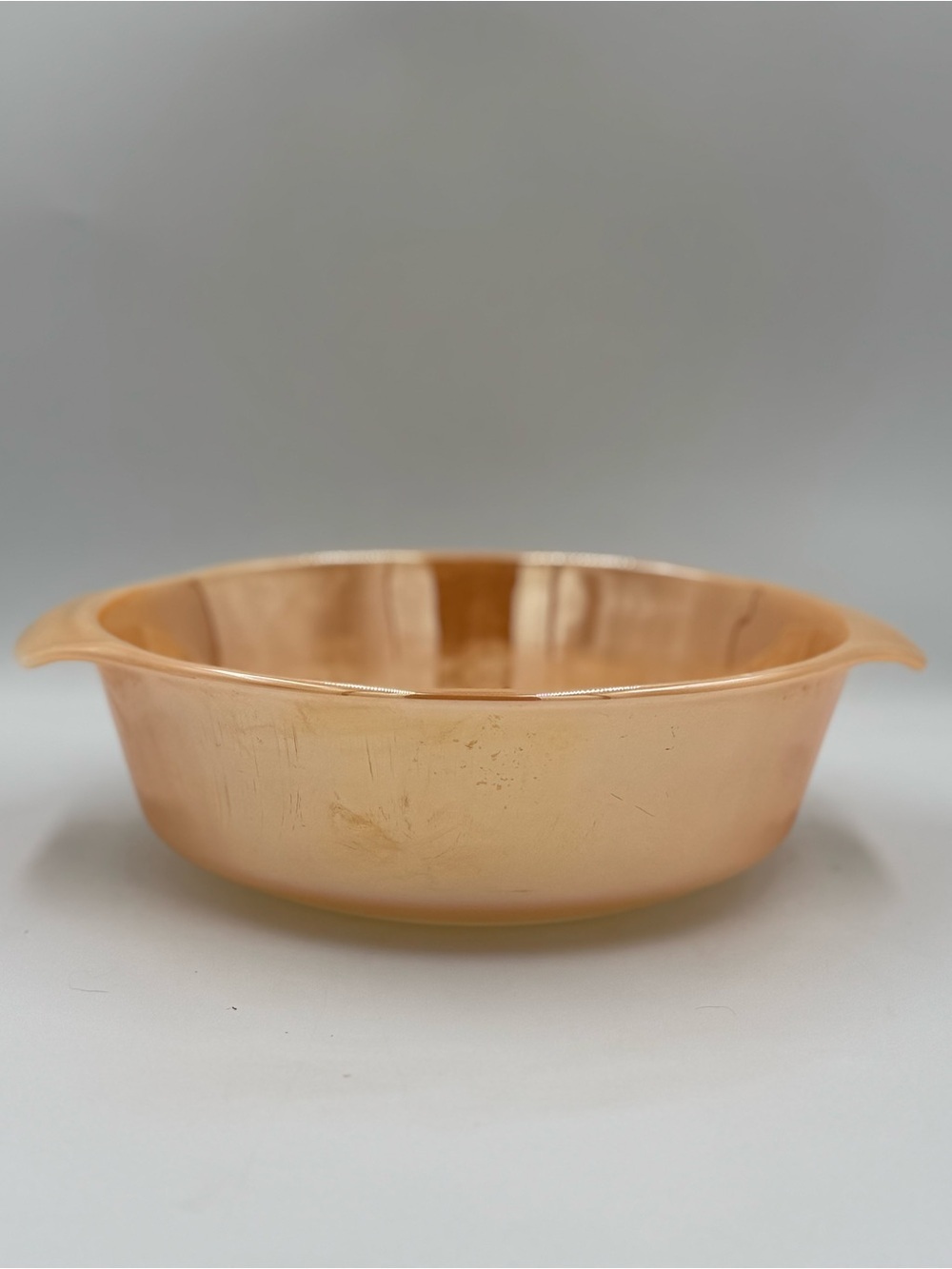 Vintage Anchor Hocking Peach Luster Casserole 1.5qt with Handles